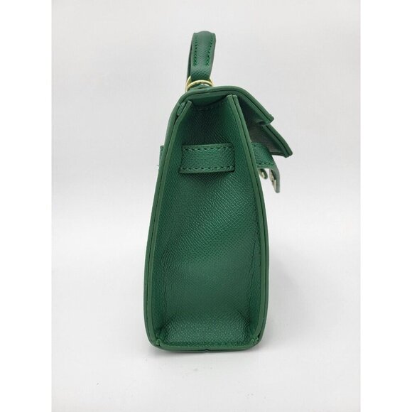 New Kelly Green PU Leather Wirkin Style Mini Tote Crossbody With Strap s… - Picture 4 of 16